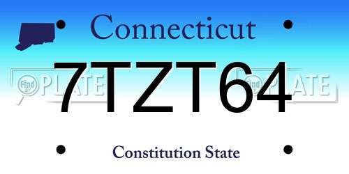 7TZT64 Connecticut License Plate