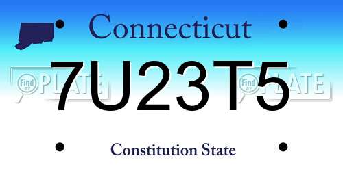 7U23T5 Connecticut License Plate