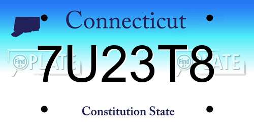 7U23T8 Connecticut License Plate