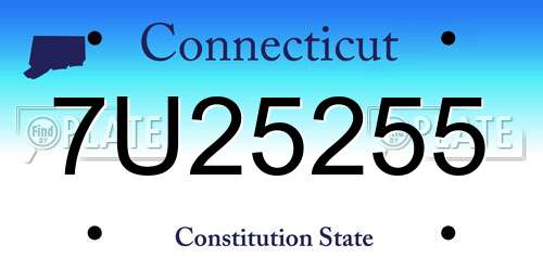 7U25255 Connecticut License Plate