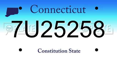 7U25258 Connecticut License Plate