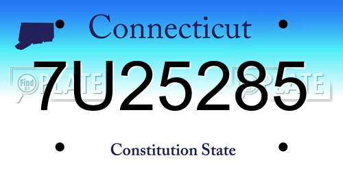 7U25285 Connecticut License Plate