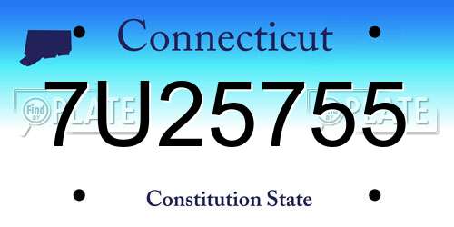 7U25755 Connecticut License Plate