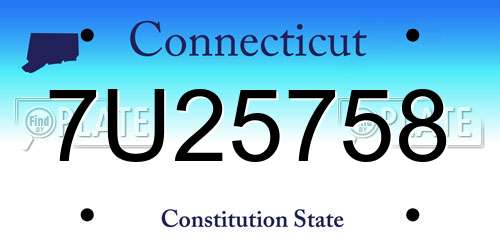 7U25758 Connecticut License Plate
