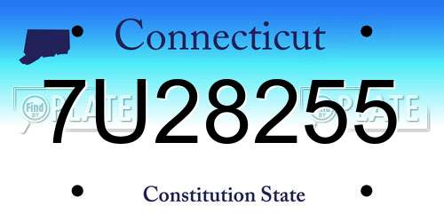 7U28255 Connecticut License Plate