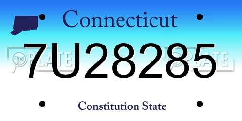 7U28285 Connecticut License Plate