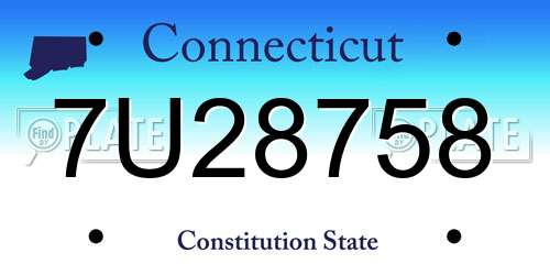 7U28758 Connecticut License Plate