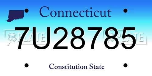 7U28785 Connecticut License Plate