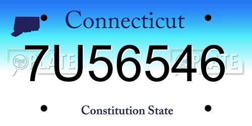 7U56546 Connecticut License Plate