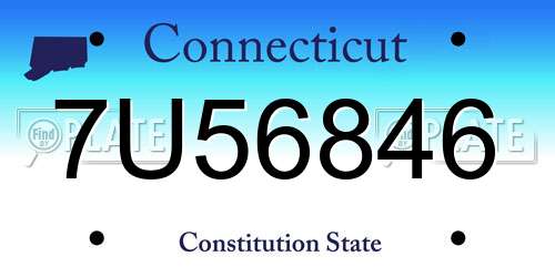 7U56846 Connecticut License Plate