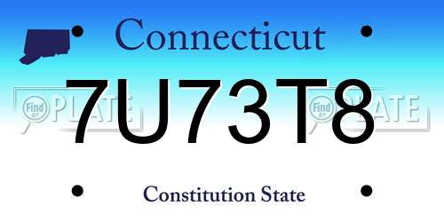 7U73T8 Connecticut License Plate