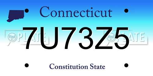 7U73Z5 Connecticut License Plate