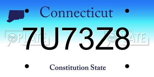 7U73Z8 Connecticut License Plate