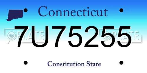 7U75255 Connecticut License Plate