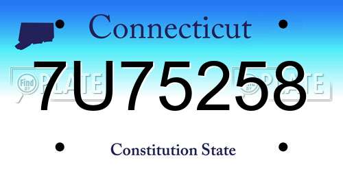 7U75258 Connecticut License Plate