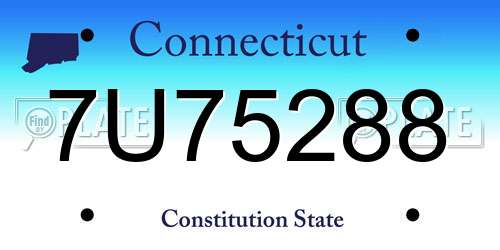7U75288 Connecticut License Plate