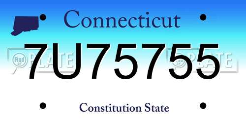 7U75755 Connecticut License Plate