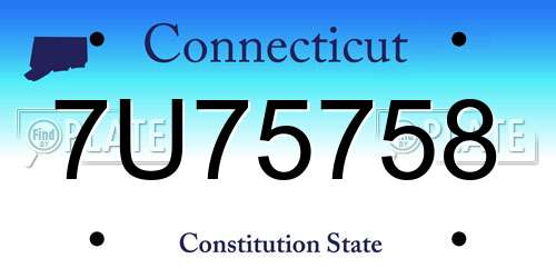 7U75758 Connecticut License Plate