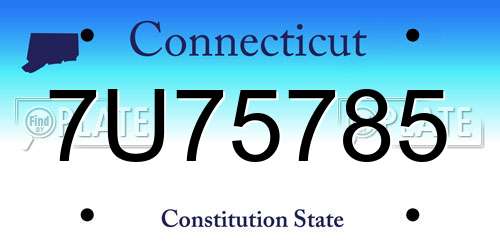 7U75785 Connecticut License Plate