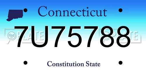 7U75788 Connecticut License Plate