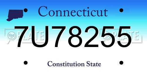 7U78255 Connecticut License Plate