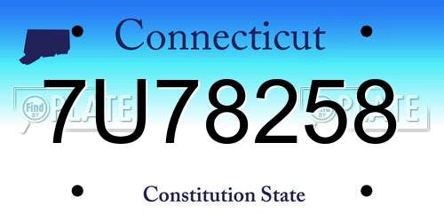 7U78258 Connecticut License Plate