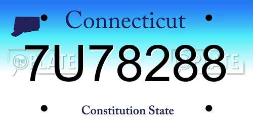 7U78288 Connecticut License Plate