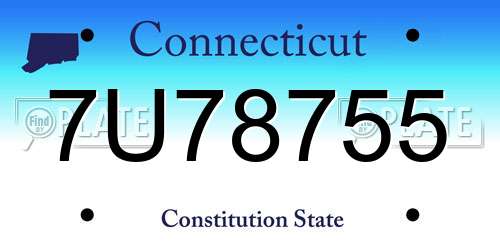 7U78755 Connecticut License Plate