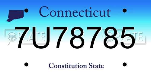 7U78785 Connecticut License Plate