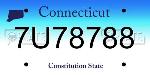 7U78788 Connecticut License Plate