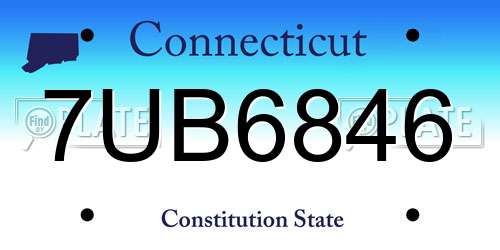7UB6846 Connecticut License Plate