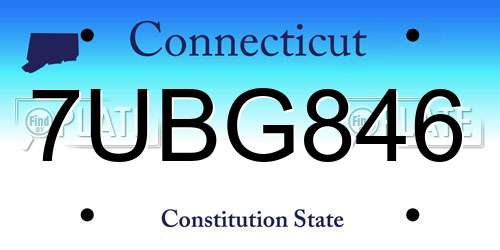 7UBG846 Connecticut License Plate
