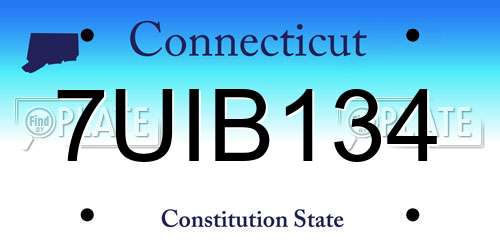 7UIB134 Connecticut License Plate