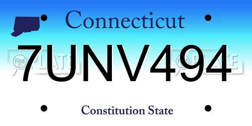 7UNV494 Connecticut License Plate