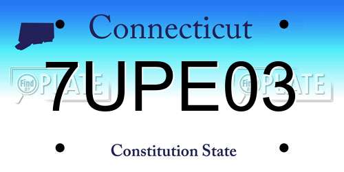 7UPE03 Connecticut License Plate