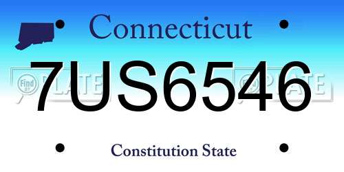 7US6546 Connecticut License Plate