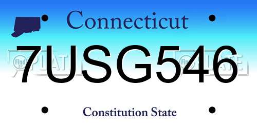 7USG546 Connecticut License Plate