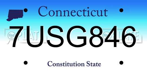 7USG846 Connecticut License Plate