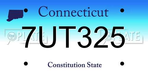7UT325 Connecticut License Plate