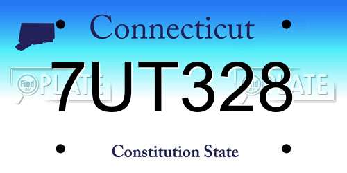 7UT328 Connecticut License Plate