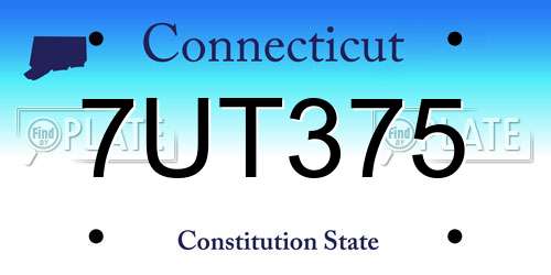 7UT375 Connecticut License Plate