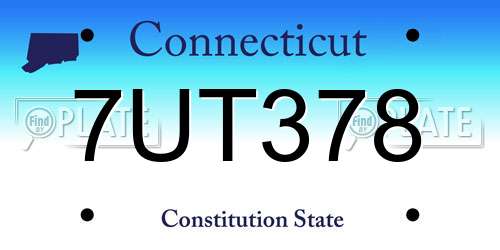 7UT378 Connecticut License Plate