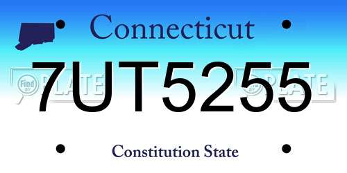 7UT5255 Connecticut License Plate