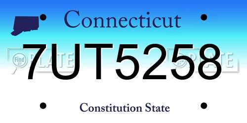 7UT5258 Connecticut License Plate