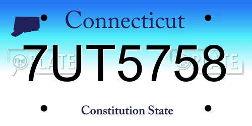 7UT5758 Connecticut License Plate