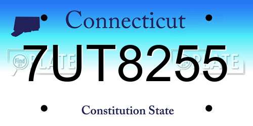 7UT8255 Connecticut License Plate