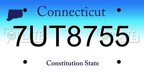 7UT8755 Connecticut License Plate