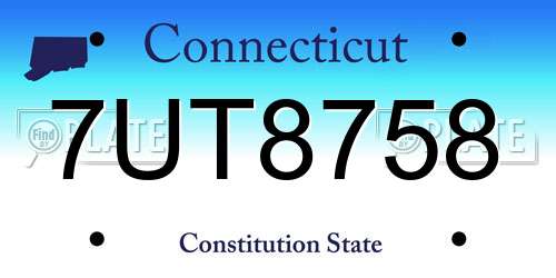 7UT8758 Connecticut License Plate
