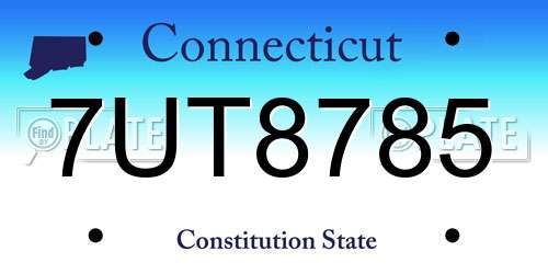 7UT8785 Connecticut License Plate