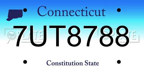 7UT8788 Connecticut License Plate